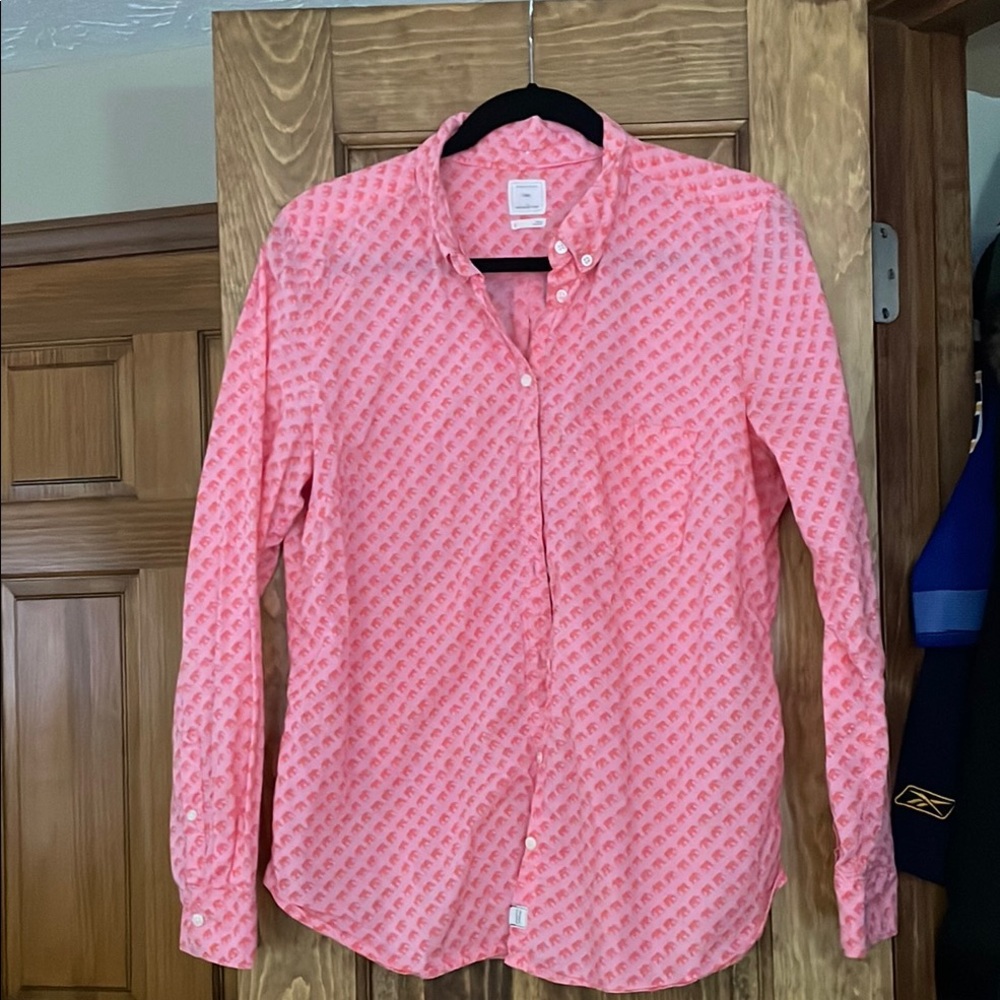 Pink Patterned elephant women’s gap button down